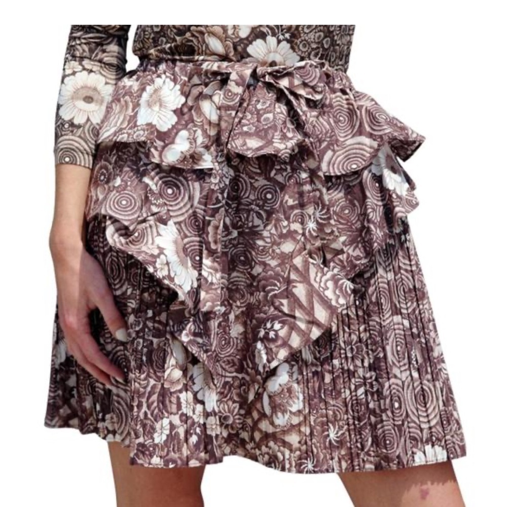 Ulla Johnson 100% Cotton Sigrid Tiered Mini Skirt in Brown Teak Size 6 NWOT - Picture 8 of 9